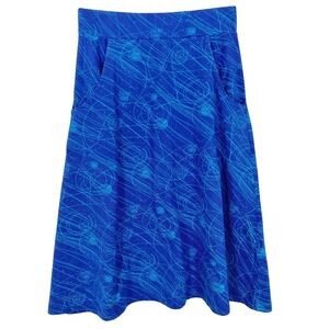 Svaha XS Blue Particle Physics Organic Cotton Midi Skirt with Pockets STEM